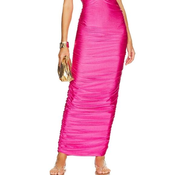 Baobab Collection Fuchsia Dress - Size Medium - LIKE NEW - Strapless - Rouched - Picture 2 of 6